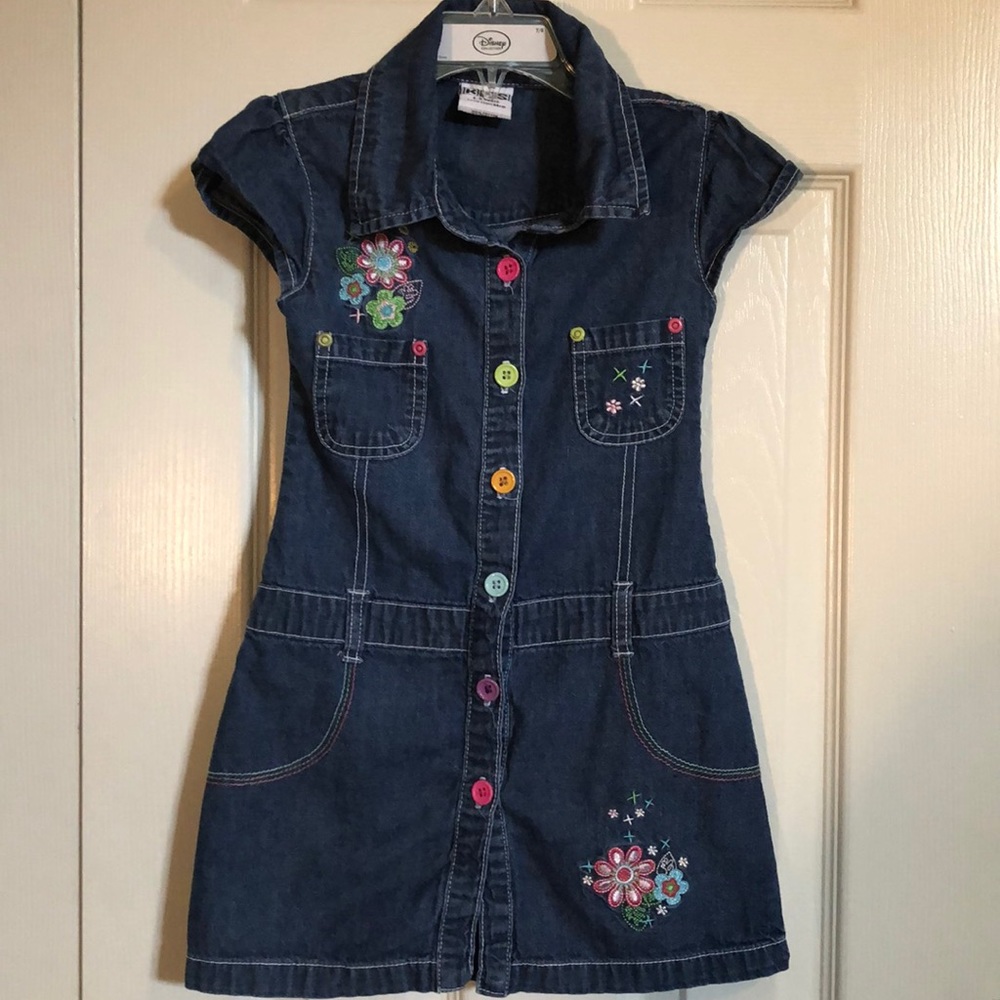 Girls short-sleeved button down, denim dress